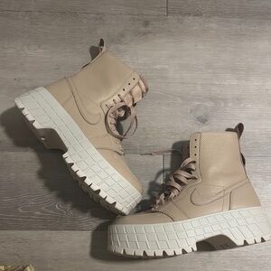 Nike Lace Up Boots Cream Pink Chunky Soles